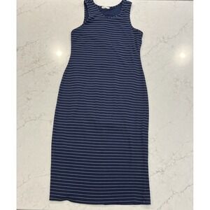 MARINE LAYER Striped Ribbed Knit Maxi Dress Sleeveless Tank Travel XL Stretch